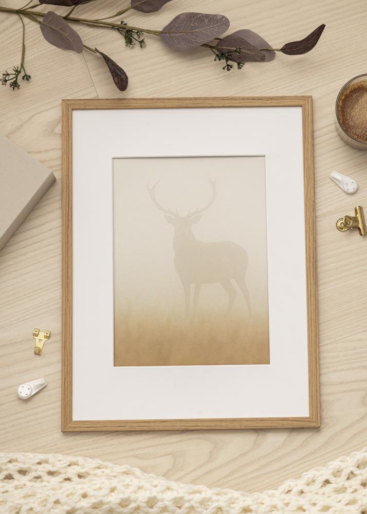 Ram med passepartou Frame Edsbyn Teak 45x60 cm - Picture Mount White 12x18 inches