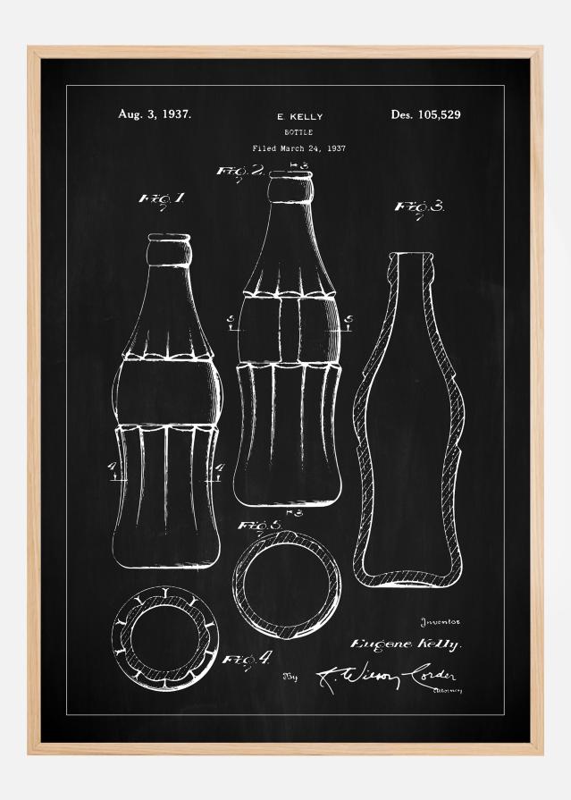 Bildverkstad Patent drawing - Coca-Cola bottle - Black Poster