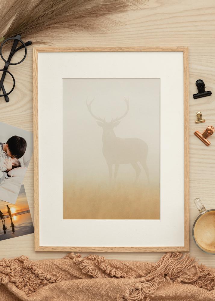 Ram med passepartou Frame Narrow Oak 32x45 cm - Picture Mount White 25x30 cm