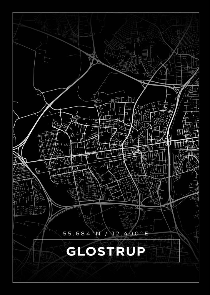 Bildverkstad Map - Glostrup - Black Poster