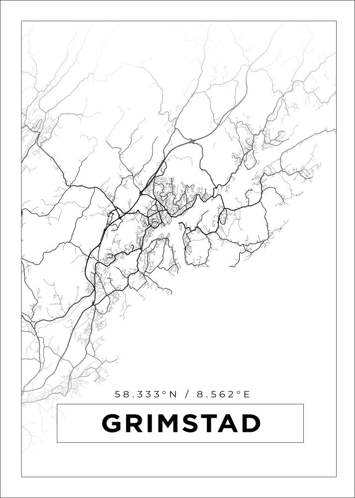 Bildverkstad Map - Grimstad - White Poster