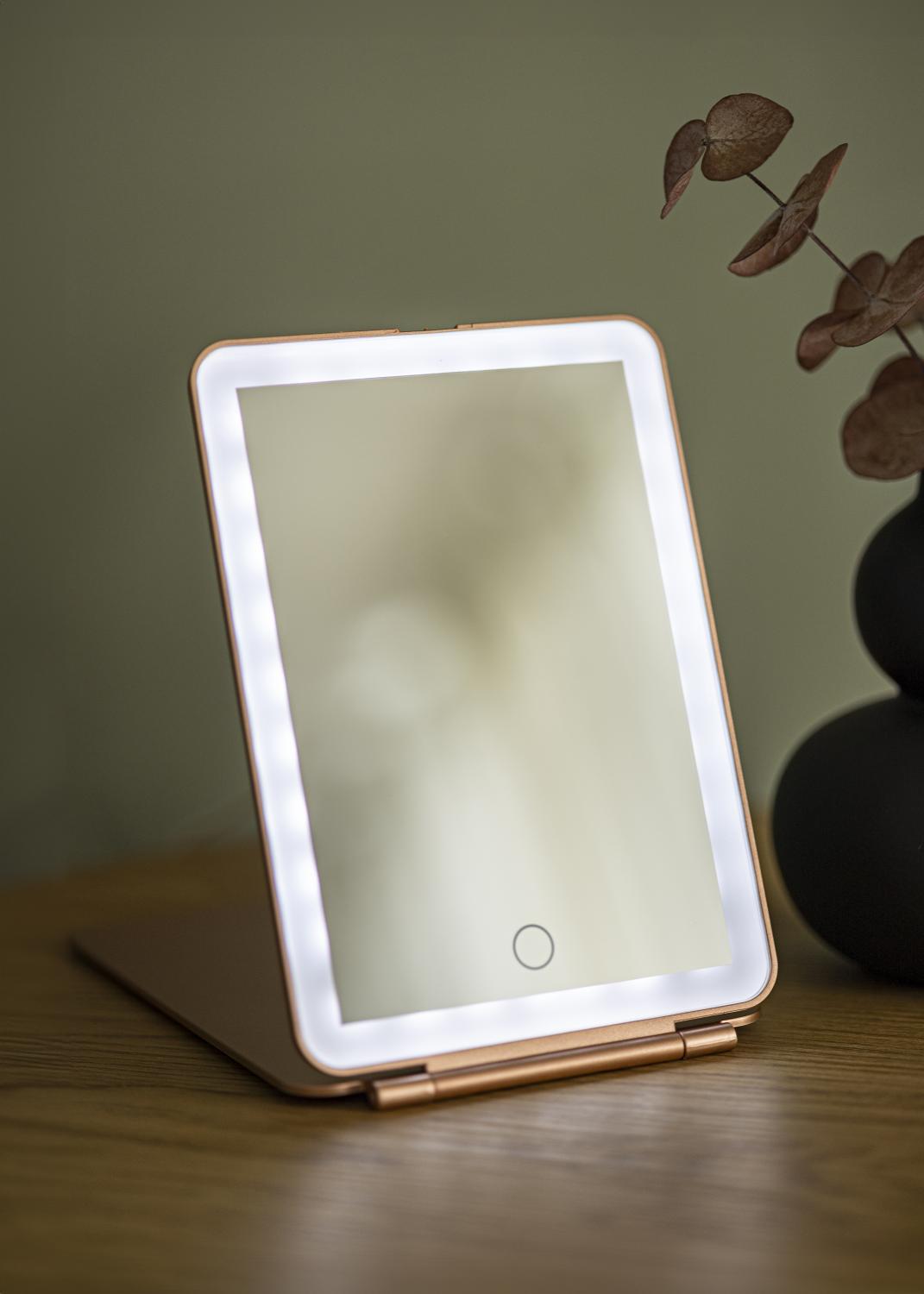 Product Image for KAILA Makeup Mirror Travel LED Rechargeable Rose Gold 14x20 cm