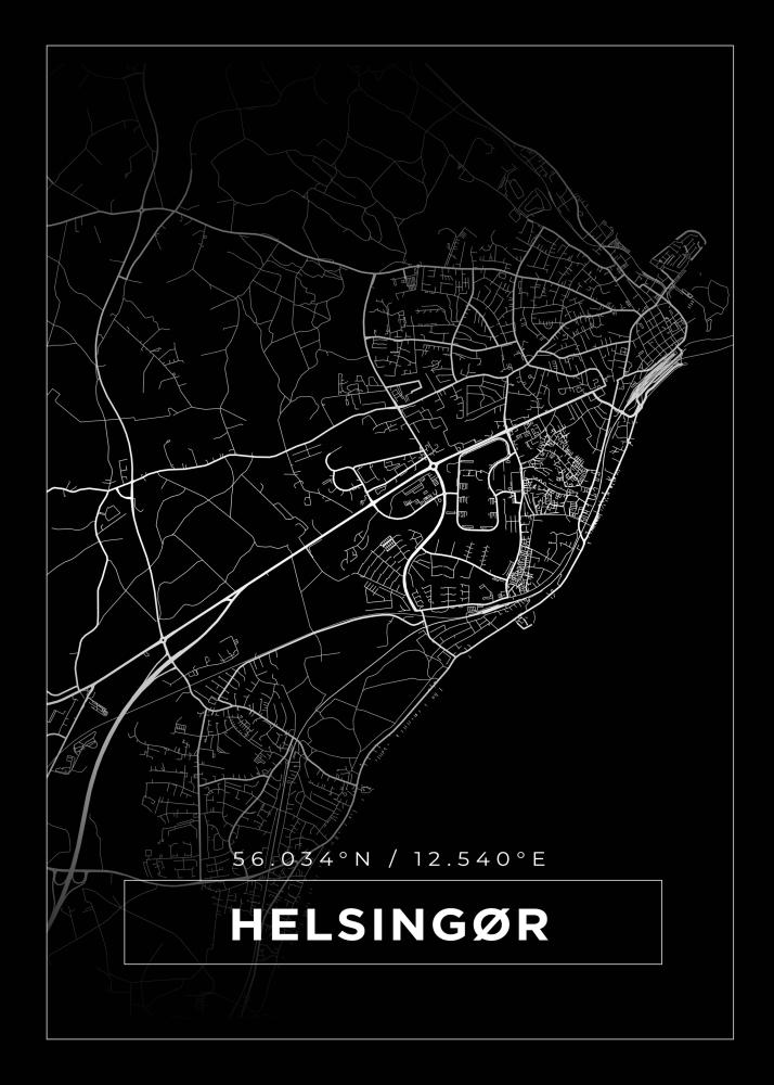 Bildverkstad Map - Helsingør - Black Poster