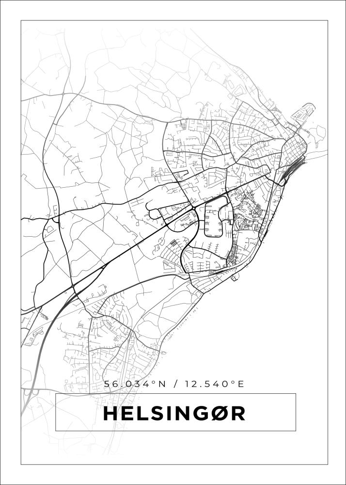 Bildverkstad Map - Helsingør - White Poster