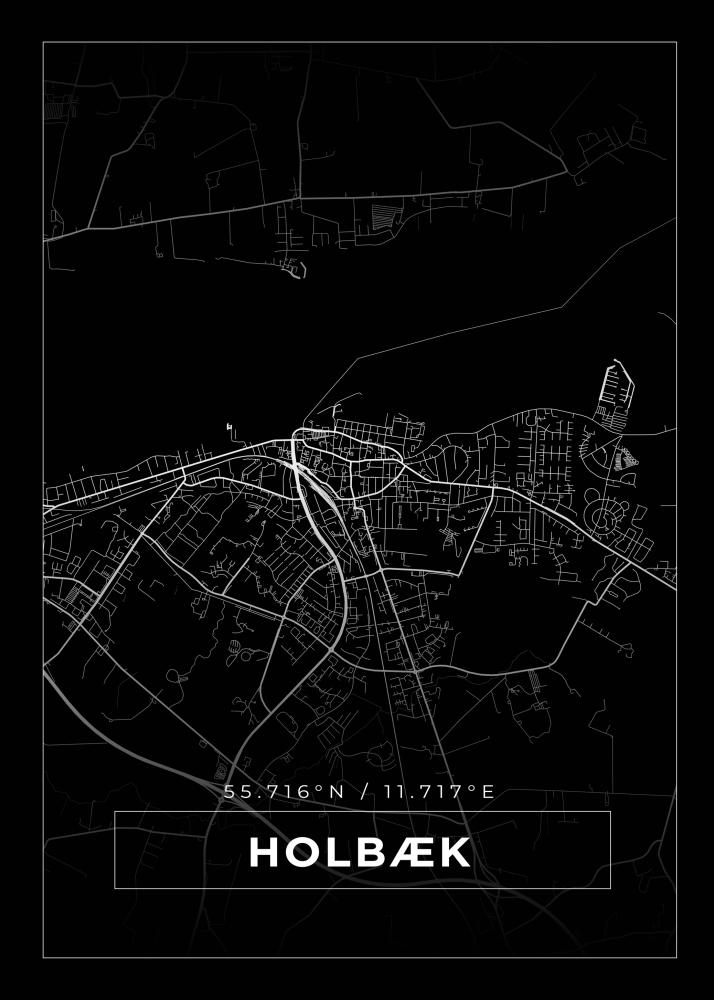 Bildverkstad Map - Holbæk - Black Poster