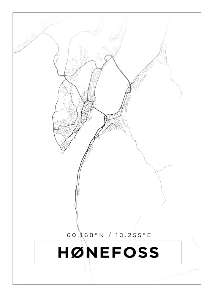 Bildverkstad Map - Hønefoss - White Poster