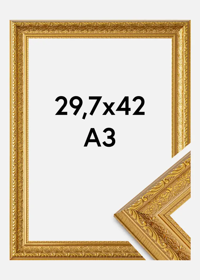 BGA Frame Ornate Acrylic Glass Gold 29.7x42 cm (A3)