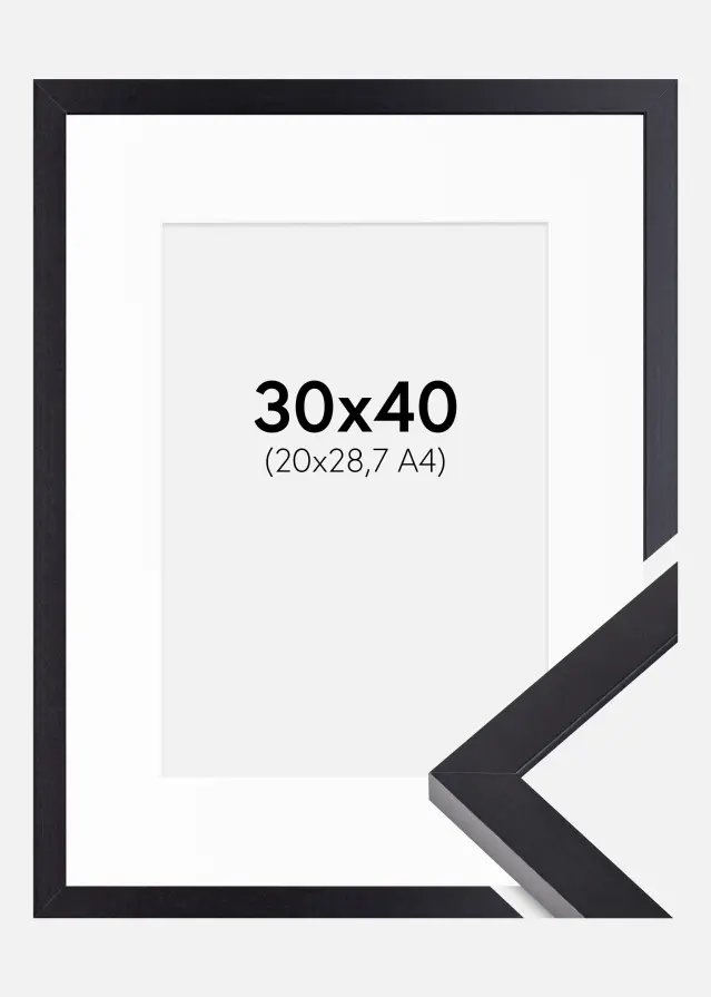 Ram med passepartou Frame Selection Black 30x40 cm - Picture Mount White 21x29.7 cm (A4)