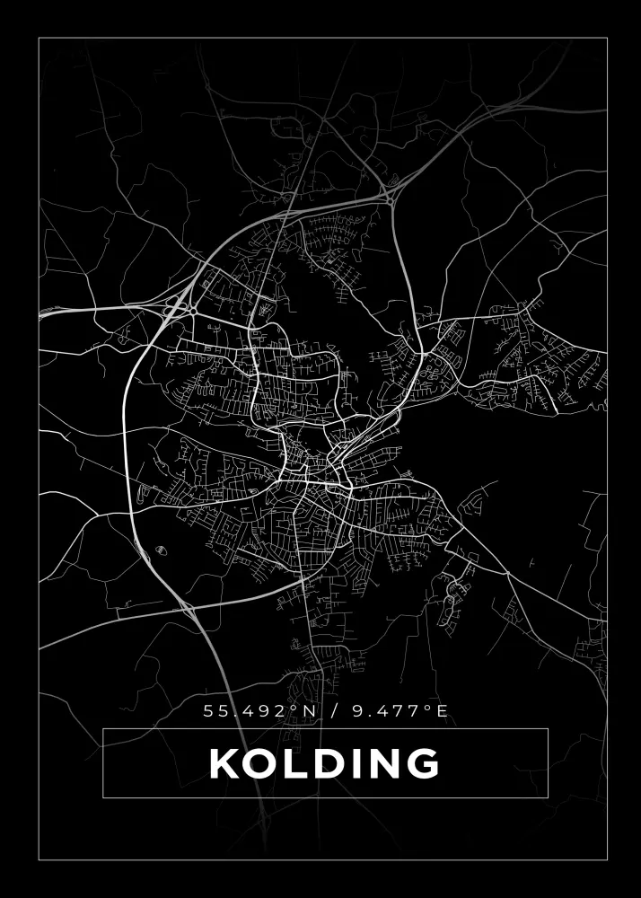 Bildverkstad Map - Kolding - Black Poster