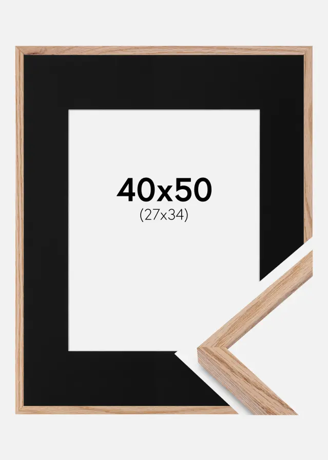 Ram med passepartou Frame E-Line Oak 40x50 cm - Picture Mount Black 28x35 cm