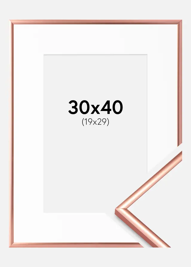 Ram med passepartou Frame Scandi Rose Gold 30x40 cm - Picture Mount White 20x30 cm