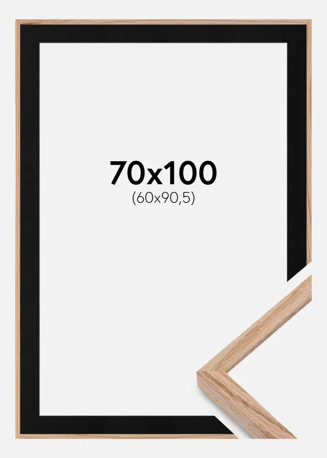 Ram med passepartou Frame E-Line Oak 70x100 cm - Picture Mount Black 61x91.5 cm