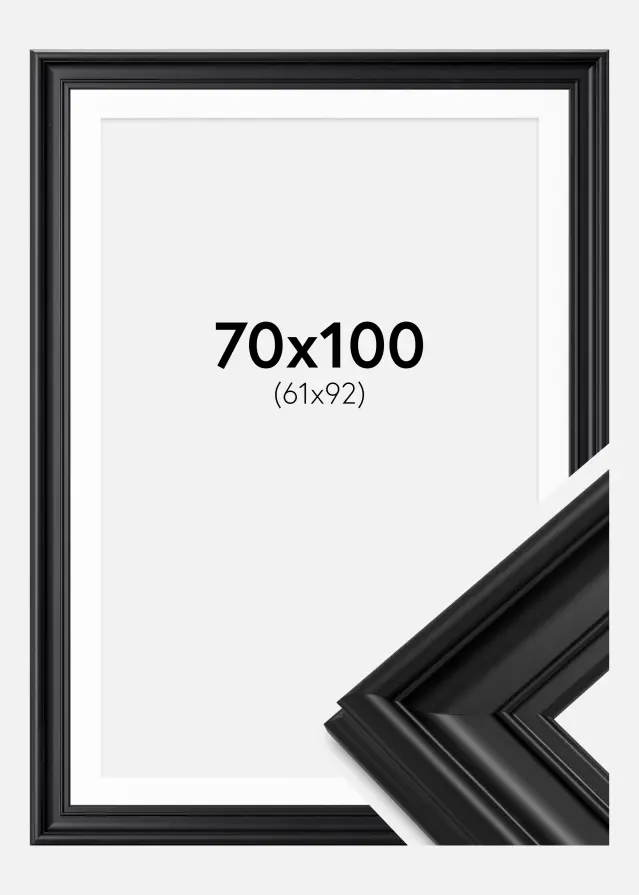 Ram med passepartou Frame Mora Premium Black 70x100 cm - Picture Mount White 62x93 cm