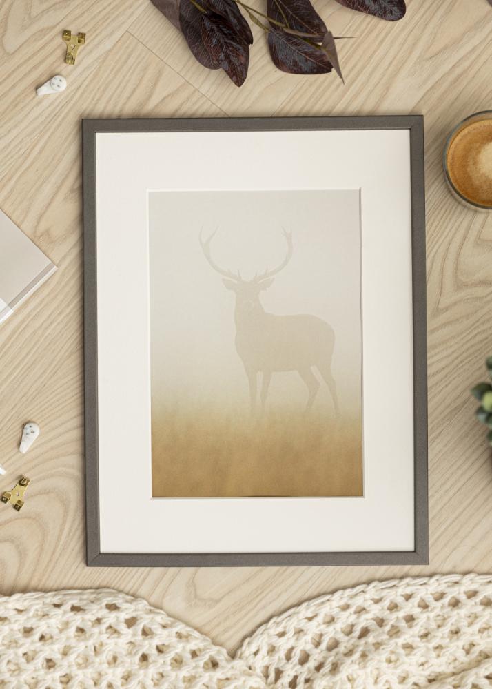 Ram med passepartou Frame Edsbyn Graphite 60x60 cm - Picture Mount White 50x50 cm