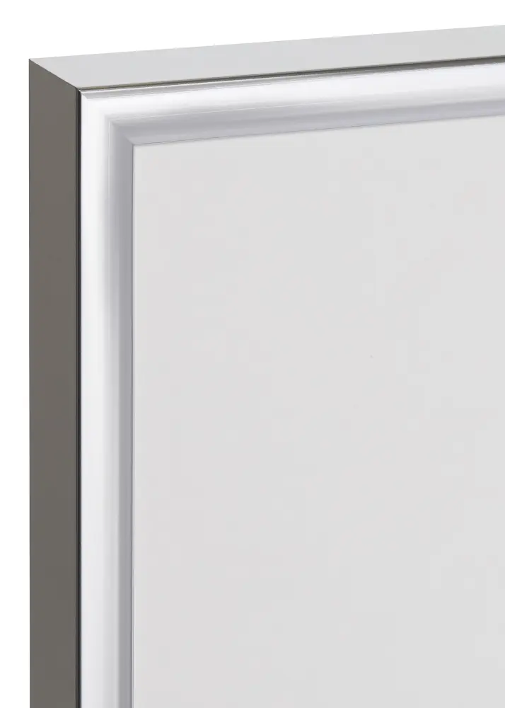 Ram med passepartou Frame Poster Frame Aluminium Silver 70x100 cm - Picture Mount Black 24x36 inches