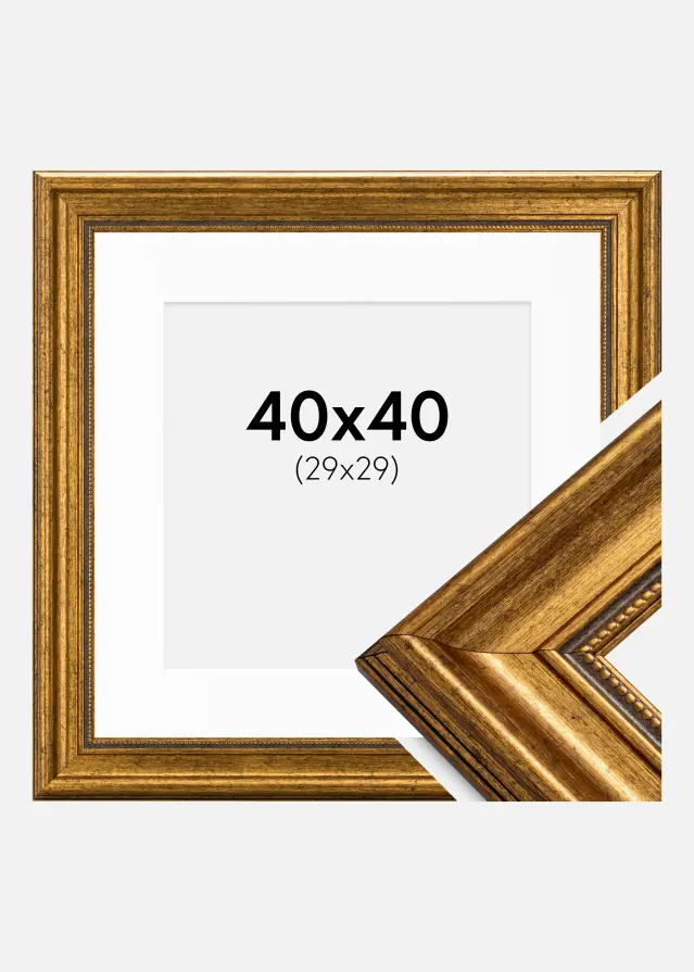 Ram med passepartou Frame Rokoko Gold 40x40 cm - Picture Mount White 30x30 cm