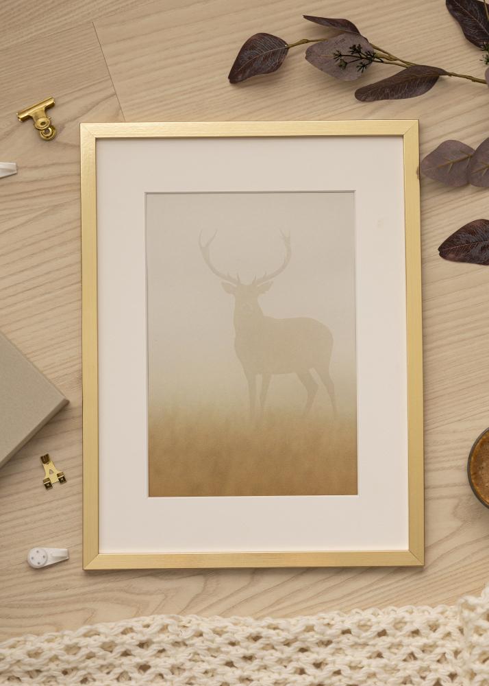 Ram med passepartou Frame Trendy Gold 24x30 cm - Picture Mount White 6x8 inches