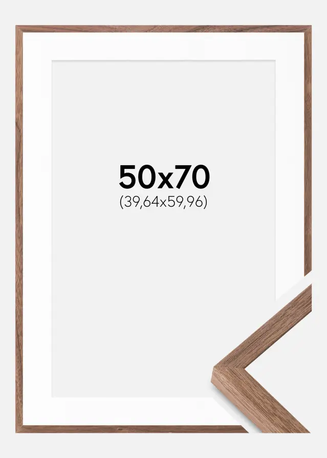 Ram med passepartou Frame Soul Walnut Veneer 50x70 cm - Picture Mount White 16x24 inches