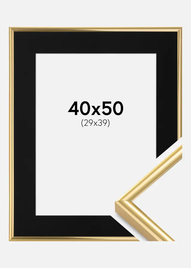 Ram med passepartou Frame Victoria Gold 40x50 cm - Picture Mount Black 30x40 cm