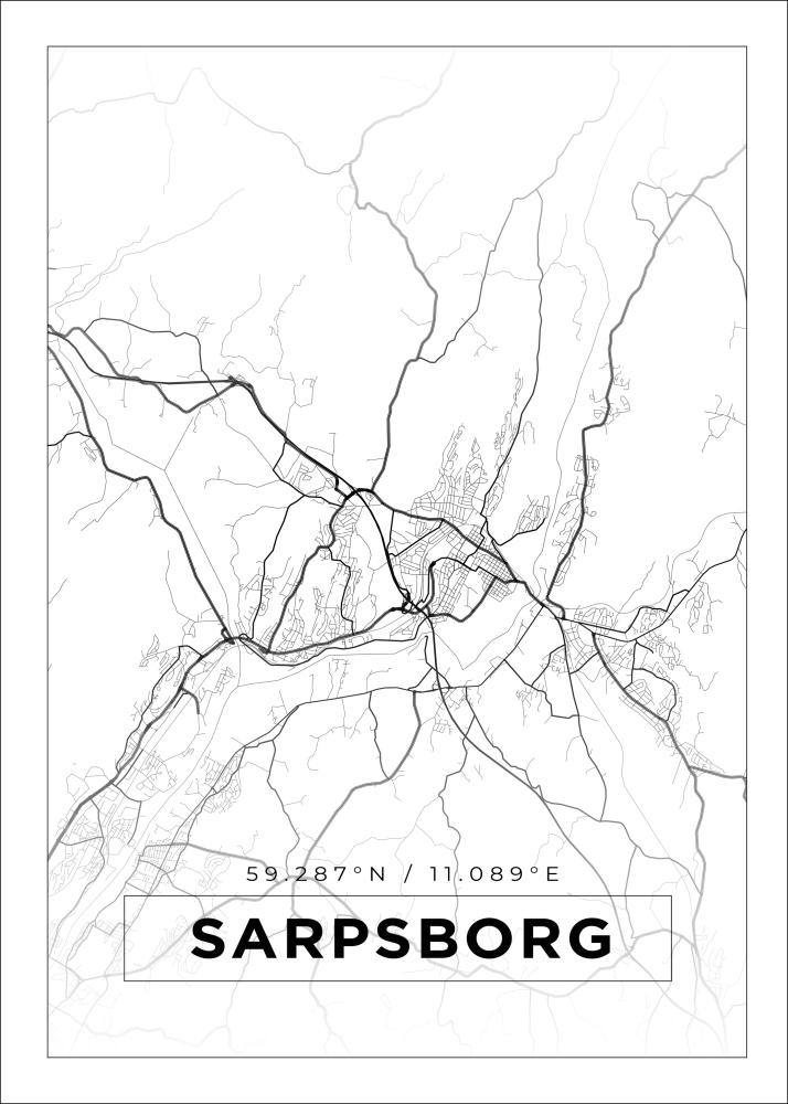 Bildverkstad Map - Sarpsborg - White Poster