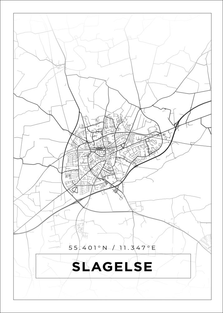 Bildverkstad Map - Slagelse - White Poster