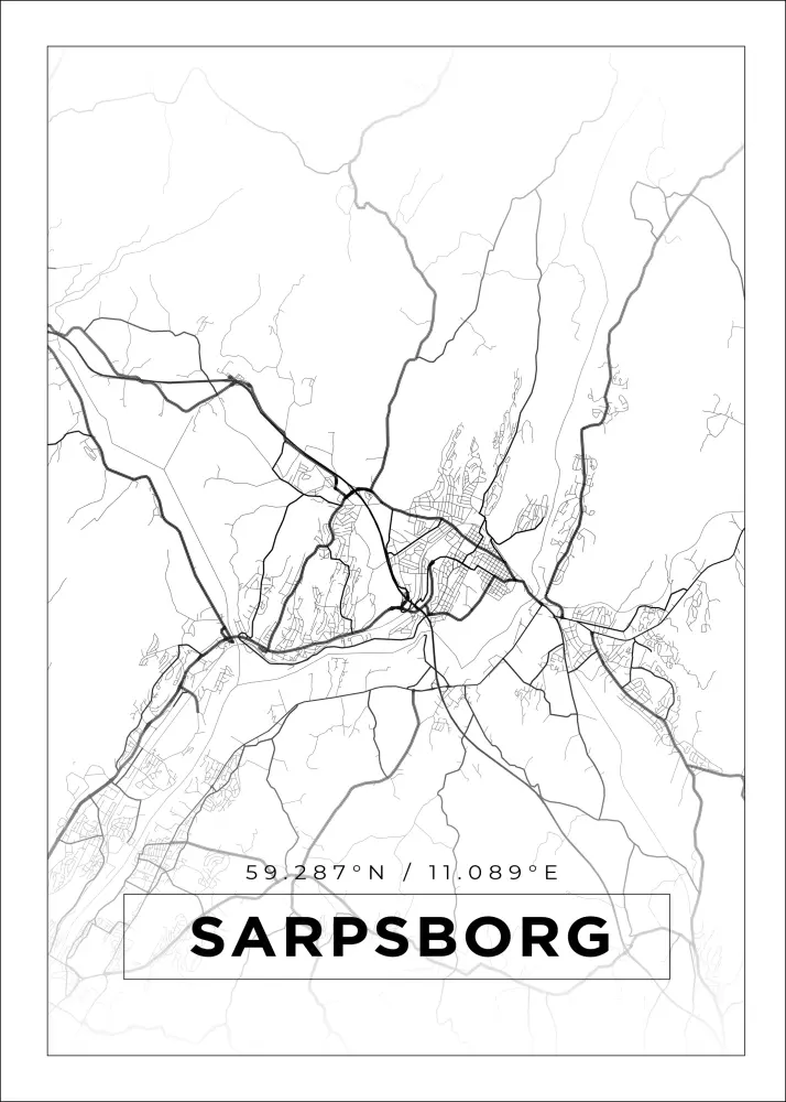 Bildverkstad Map - Sarpsborg - White Poster