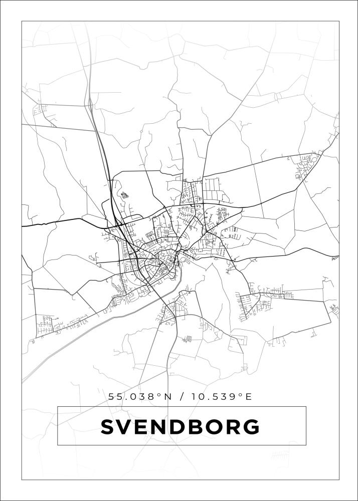 Bildverkstad Map - Svendborg - White Poster