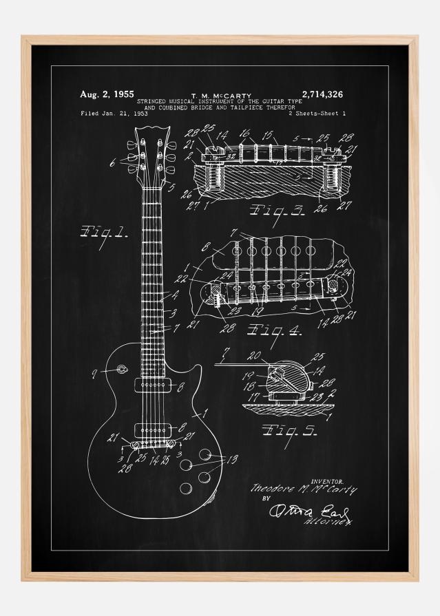 Bildverkstad Patent drawing - Electric guitar I - Black Poster