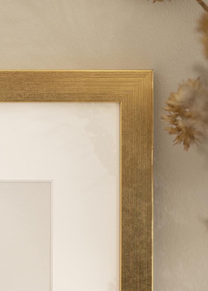 Ram med passepartou Frame Gold Wood 50x60 cm - Picture Mount White 15x20 inches