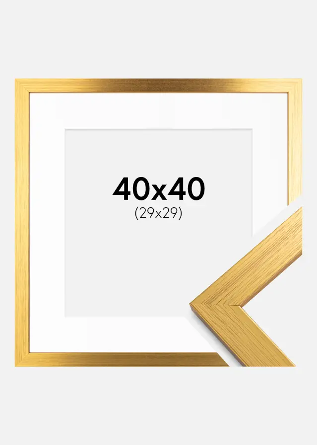 Ram med passepartou Frame Gold Wood 40x40 cm - Picture Mount White 30x30 cm