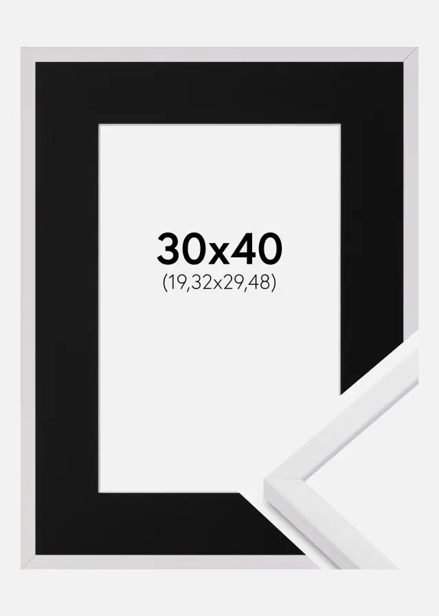 Ram med passepartou Frame E-Line White 30x40 cm - Picture Mount Black 8x12 inches