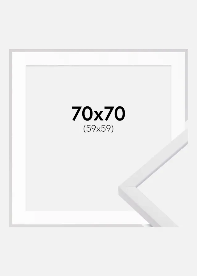 Ram med passepartou Frame E-Line White 70x70 cm - Picture Mount White 60x60 cm