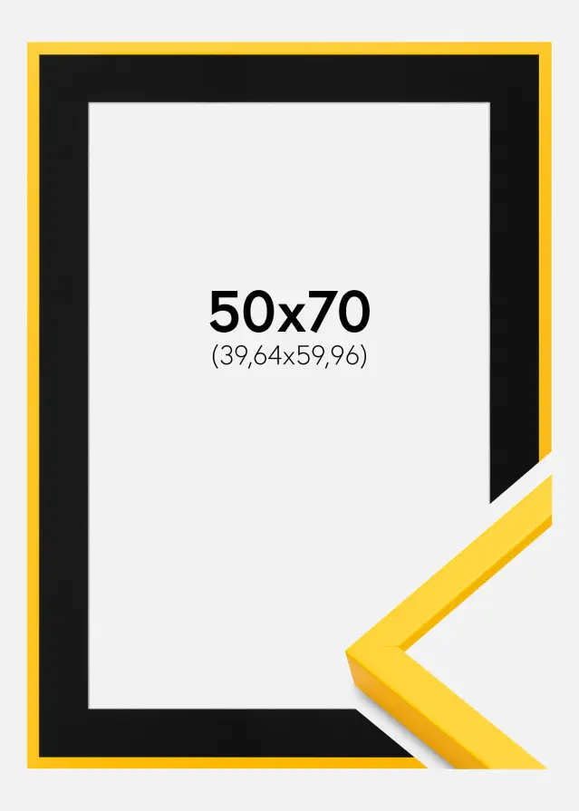 Ram med passepartou Frame E-Line Yellow 50x70 cm - Picture Mount Black 16x24 inches