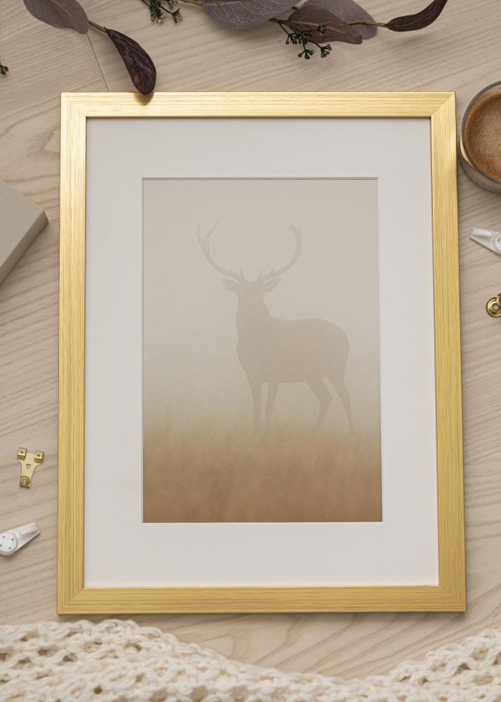 Ram med passepartou Frame Gold Wood 55x70 cm - Picture Mount White 45x60 cm