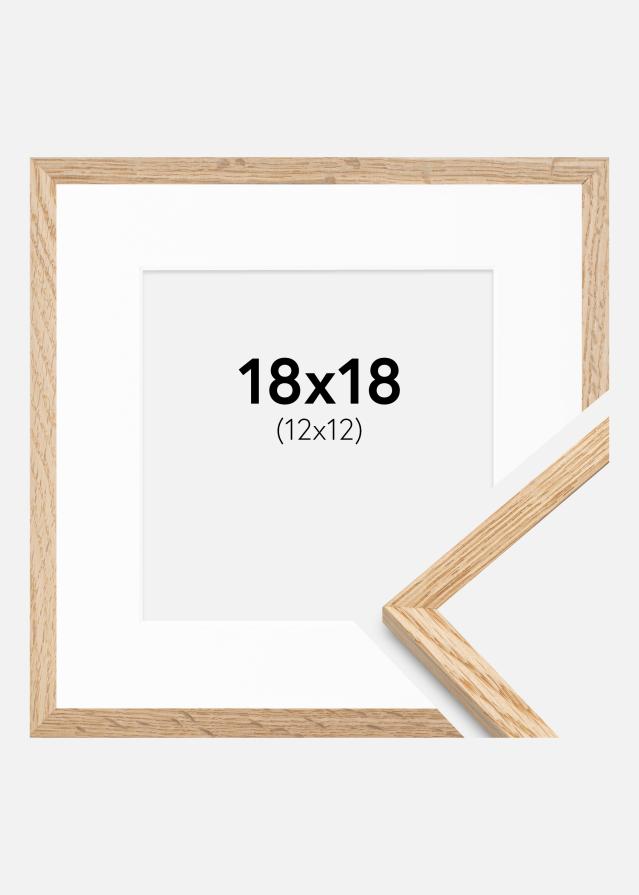 Ram med passepartou Frame Narrow Oak 18x18 cm - Picture Mount White 13x13 cm