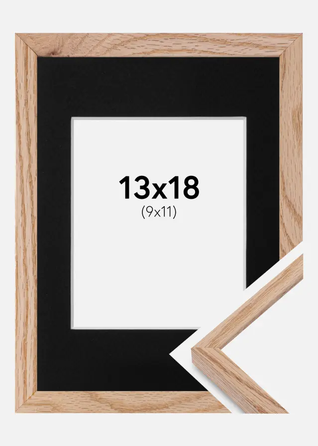 Ram med passepartou Frame E-Line Oak 13x18 cm - Picture Mount Black 10x12 cm