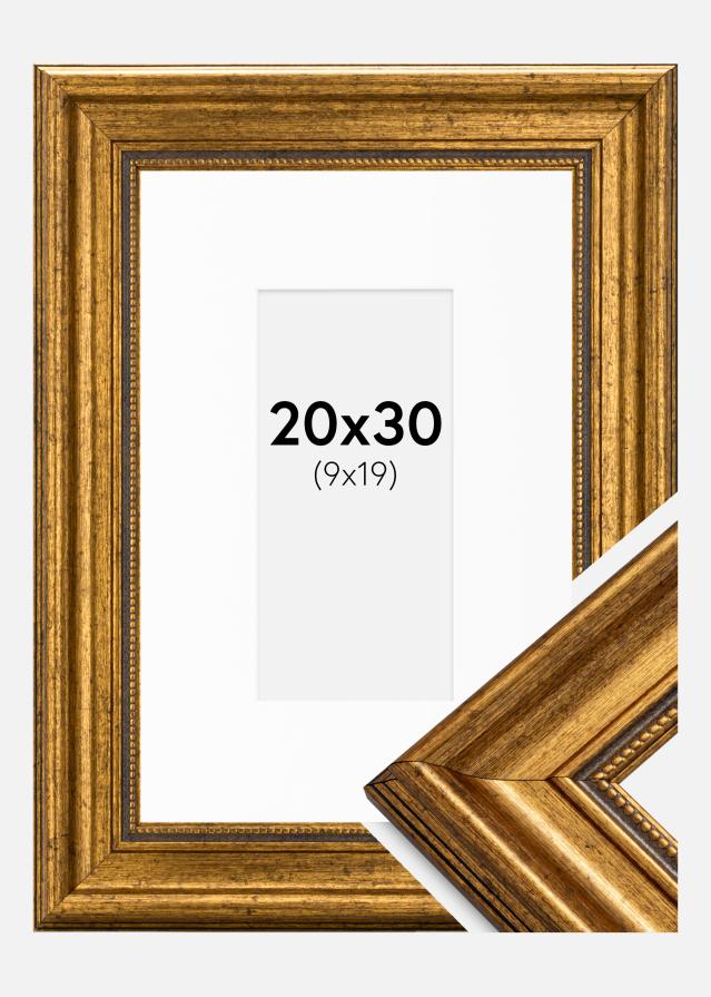 Ram med passepartou Frame Rokoko Gold 20x30 cm - Picture Mount White 10x20 cm