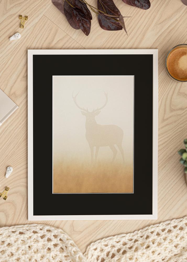 Ram med passepartou Frame Edsbyn White 45x60 cm - Picture Mount Black 12x18 inches (30.48x45.72 cm)