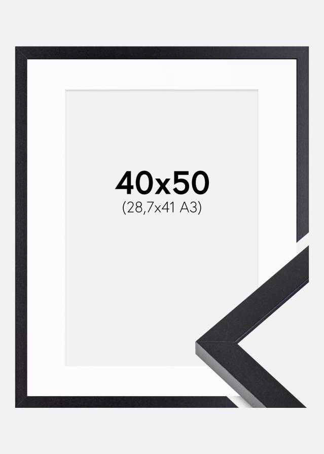 Ram med passepartou Frame Selection Black 40x50 cm - Picture Mount White 29.7x42 cm (A3)