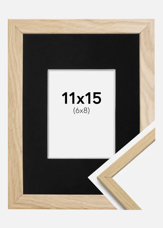 Ram med passepartou Frame Edsbyn Oak 11x15 cm - Picture Mount Black 7x9 cm