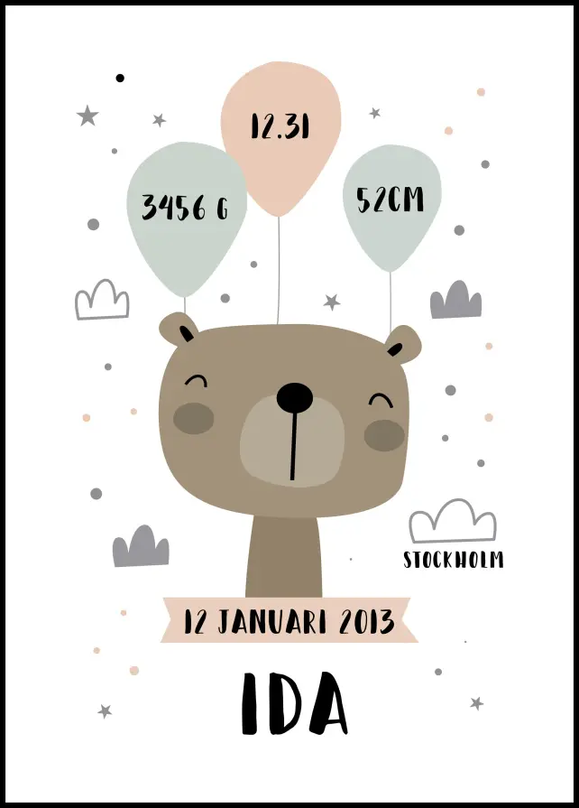 Personlig poster Baby bear