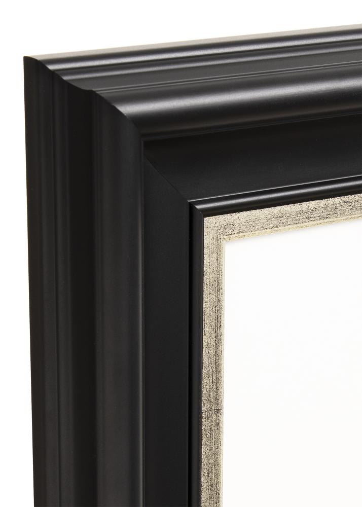 Ram med passepartou Frame Dalarna Black-Silver 60x80 cm - Picture Mount White 50x70 cm