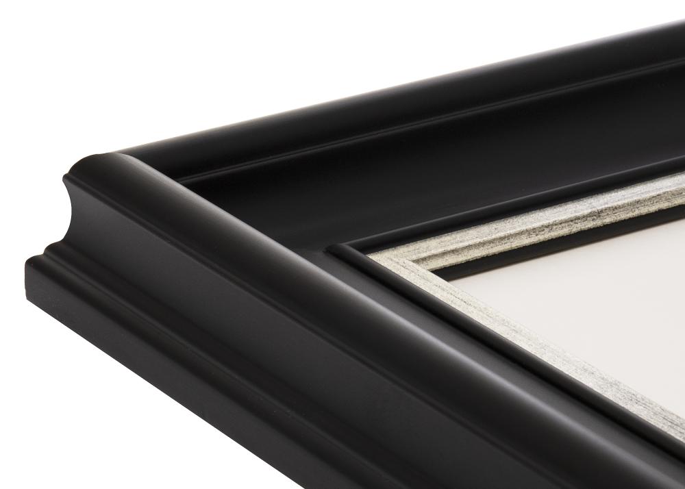 Ram med passepartou Frame Dalarna Black-Silver 50x70 cm - Picture Mount White 33x56 cm