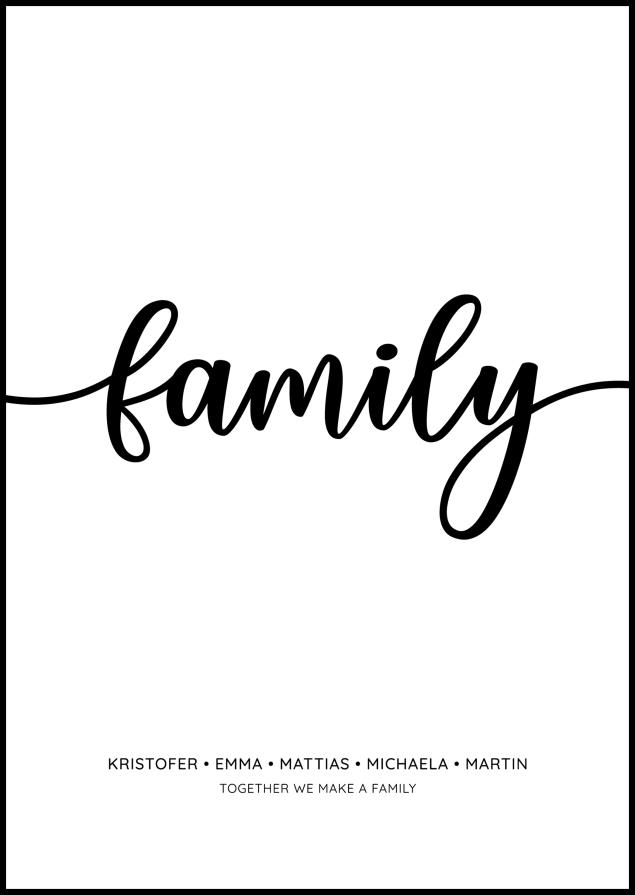 Personlig poster Family - White