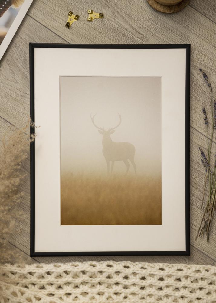 Ram med passepartou Frame Scandi Matt Black 42x59.4 cm (A2) - Picture Mount White 25x38 cm