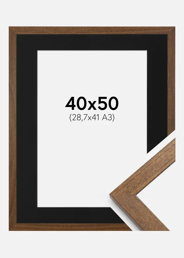 Ram med passepartou Frame Stilren Warm Brown 40x50 cm - Picture Mount Black 29.7x42 cm (A3)