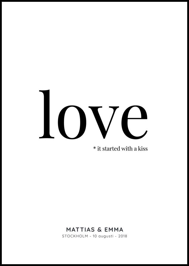 Personlig poster Love - White