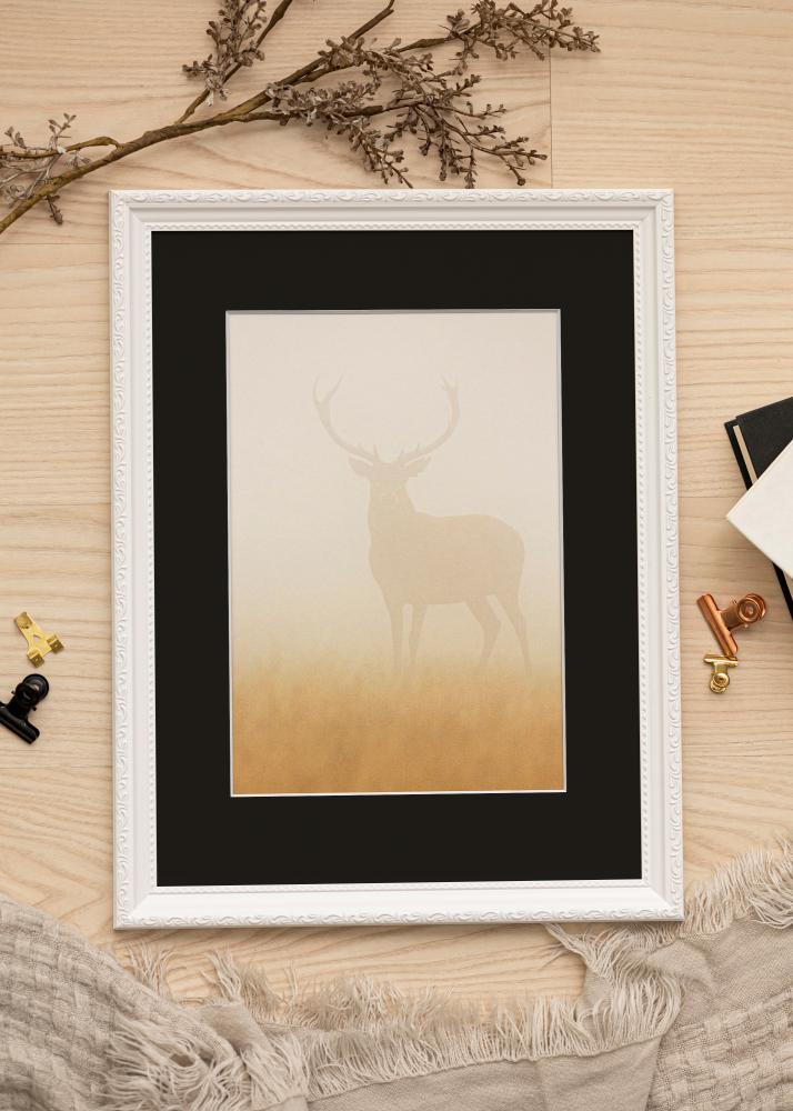 Ram med passepartou Frame Abisko White 40x40 cm - Picture Mount Black 32x32 cm