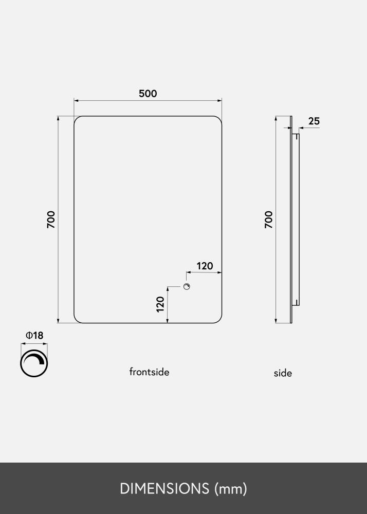 KAILA KAILA Mirror Soft Edges LED 50x70 cm