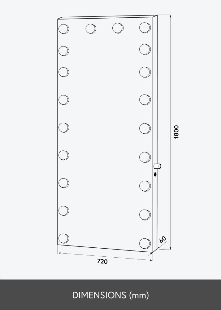 KAILA KAILA Make-up Mirror Hollywood Edge 20 E27 Black 72x180 cm